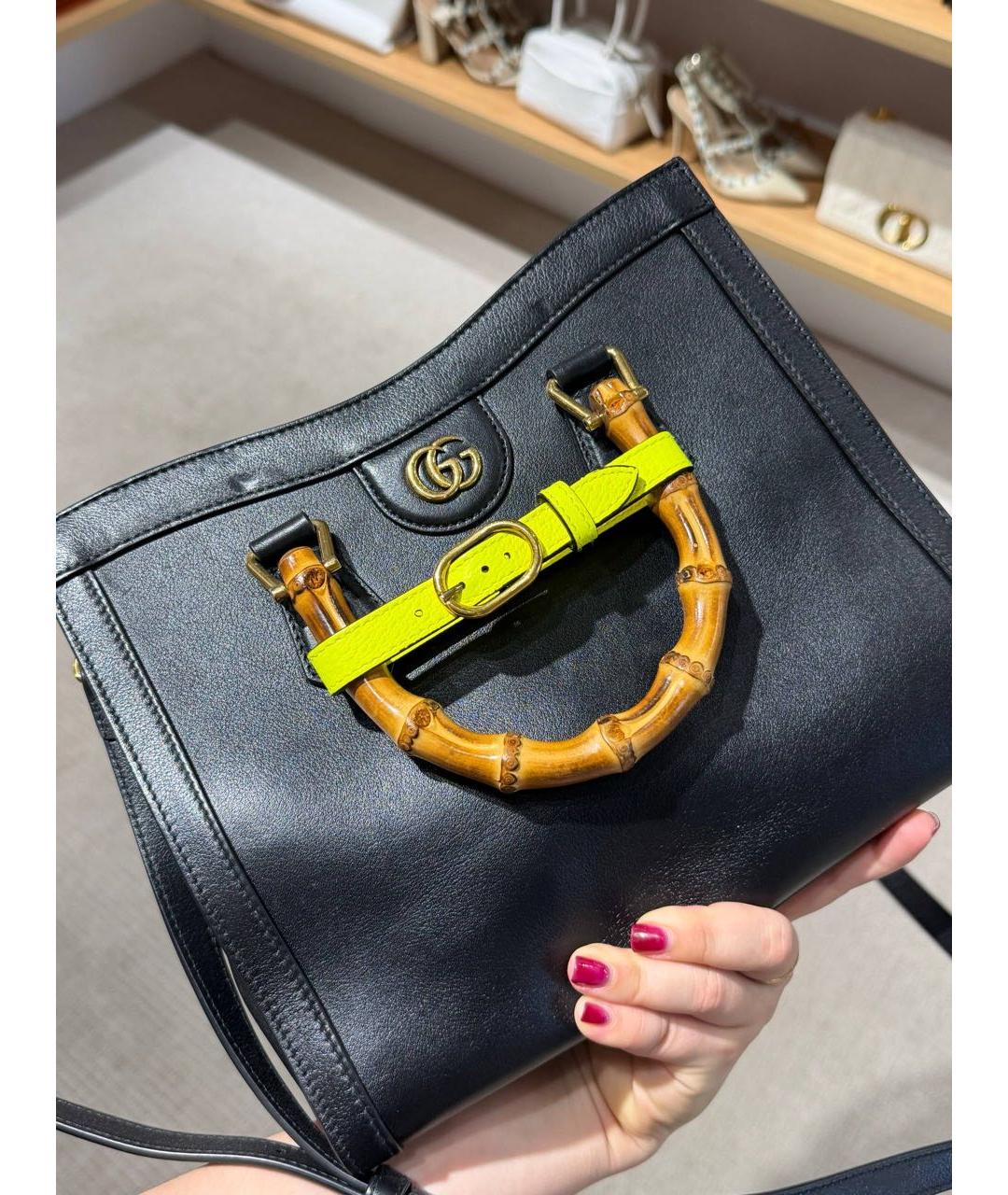GUCCI Черная кожаная сумка через плечо, фото 6