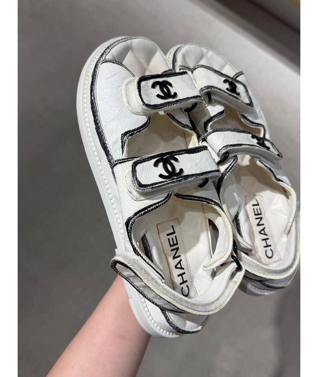 CHANEL Белые текстильные сандалии, фото 3