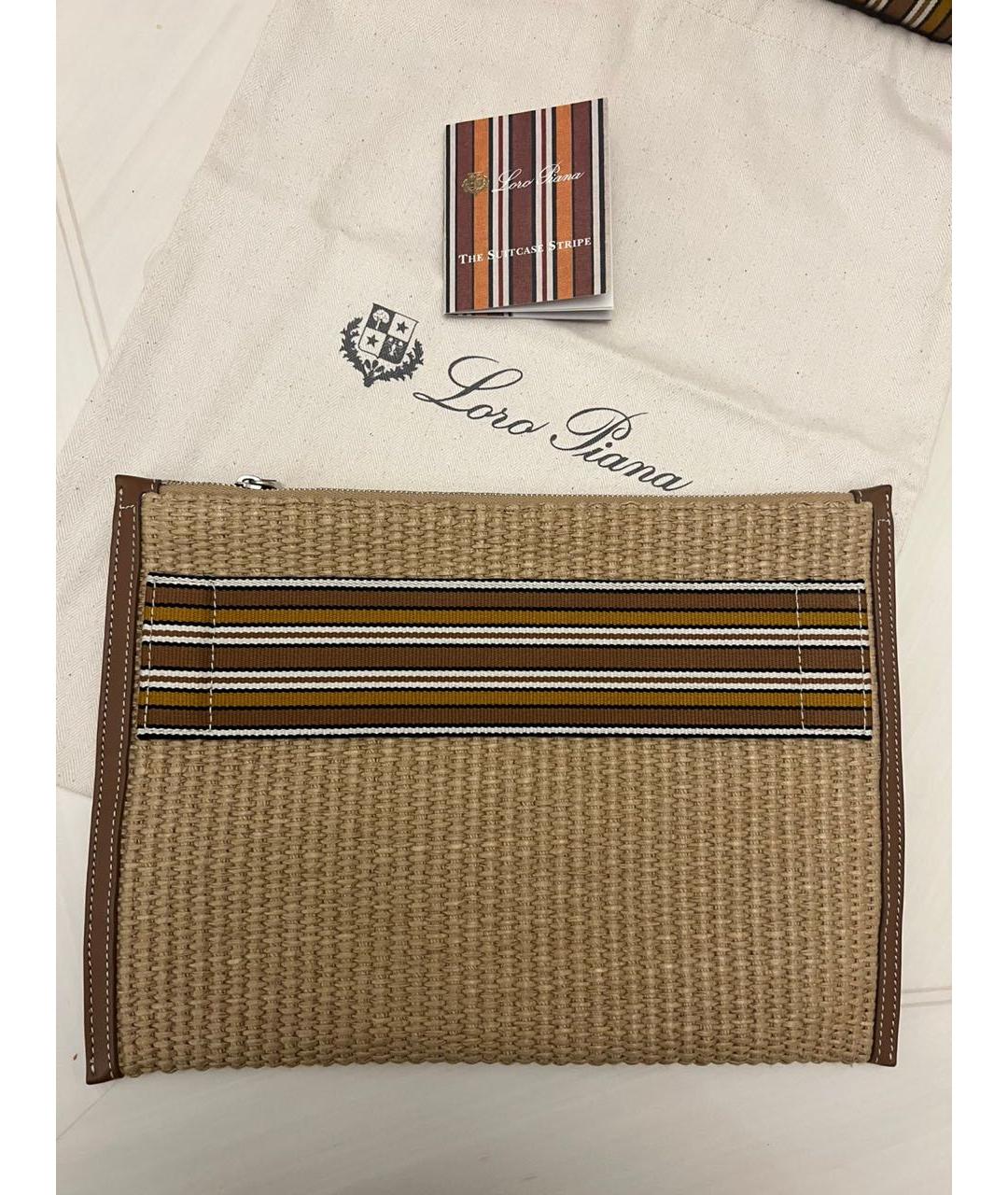 LORO PIANA Бежевая плетеная пляжная сумка, фото 9