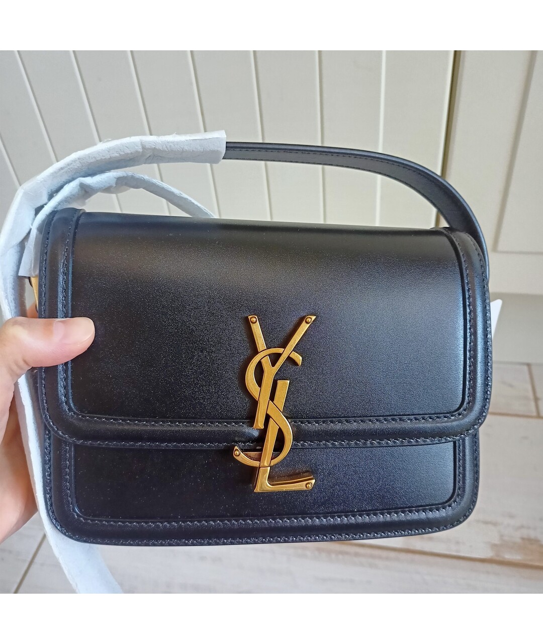 SAINT LAURENT Черная кожаная сумка через плечо, фото 3