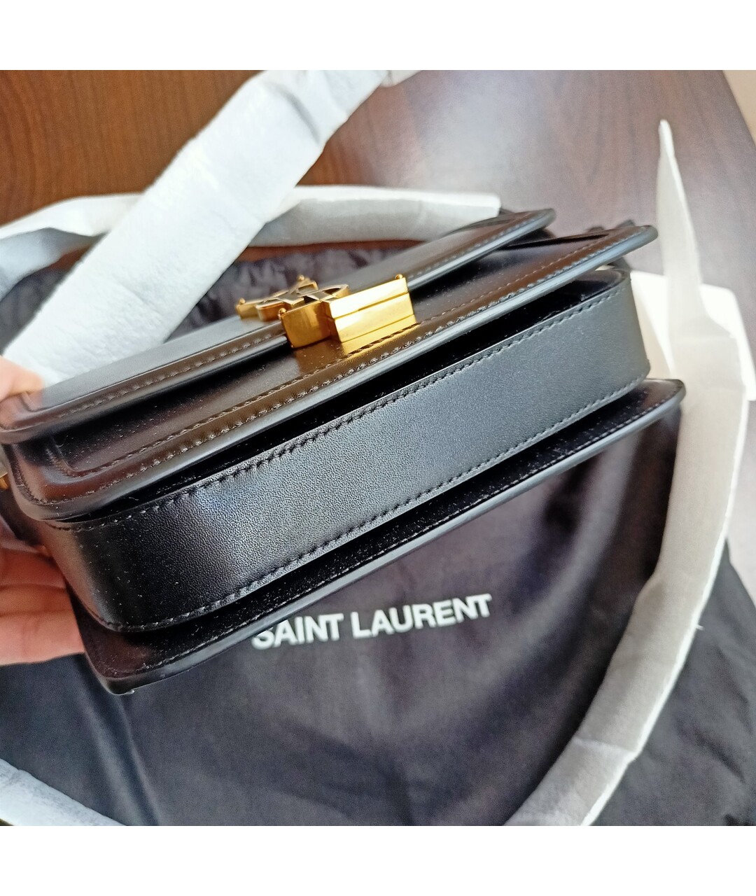 SAINT LAURENT Черная кожаная сумка через плечо, фото 6