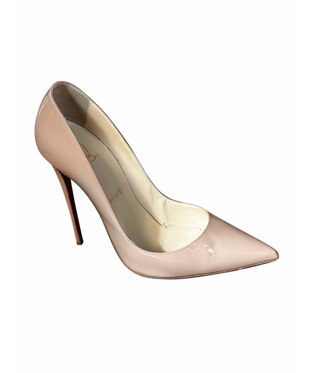 CHRISTIAN LOUBOUTIN Бежевые туфли из лакированной кожи, фото 1