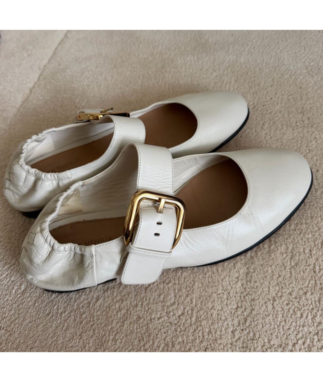 BOTTEGA VENETA Белые кожаные балетки, фото 3
