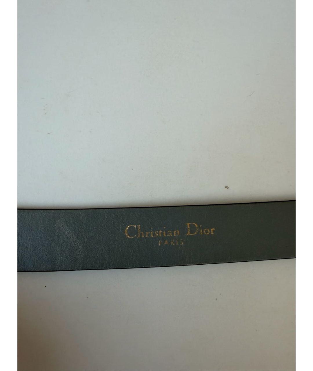 CHRISTIAN DIOR Серый кожаный ремень, фото 4