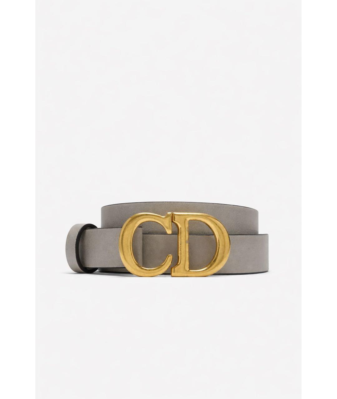 CHRISTIAN DIOR Серый кожаный ремень, фото 9