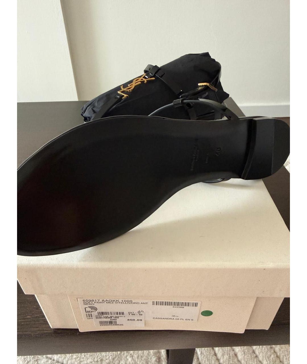 SAINT LAURENT Черные босоножки из лакированной кожи, фото 4