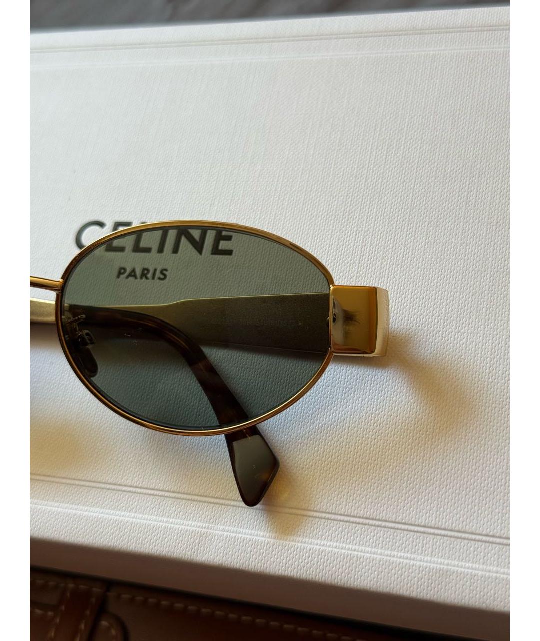 CELINE Золотые пластиковые солнцезащитные очки, фото 5