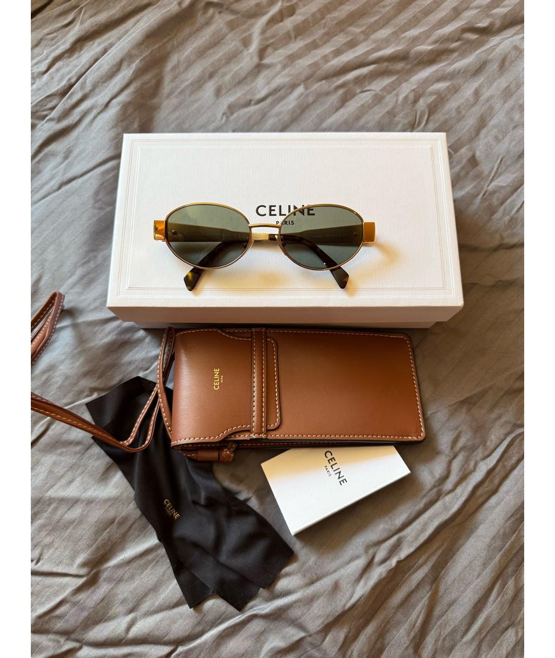 CELINE Золотые пластиковые солнцезащитные очки, фото 3