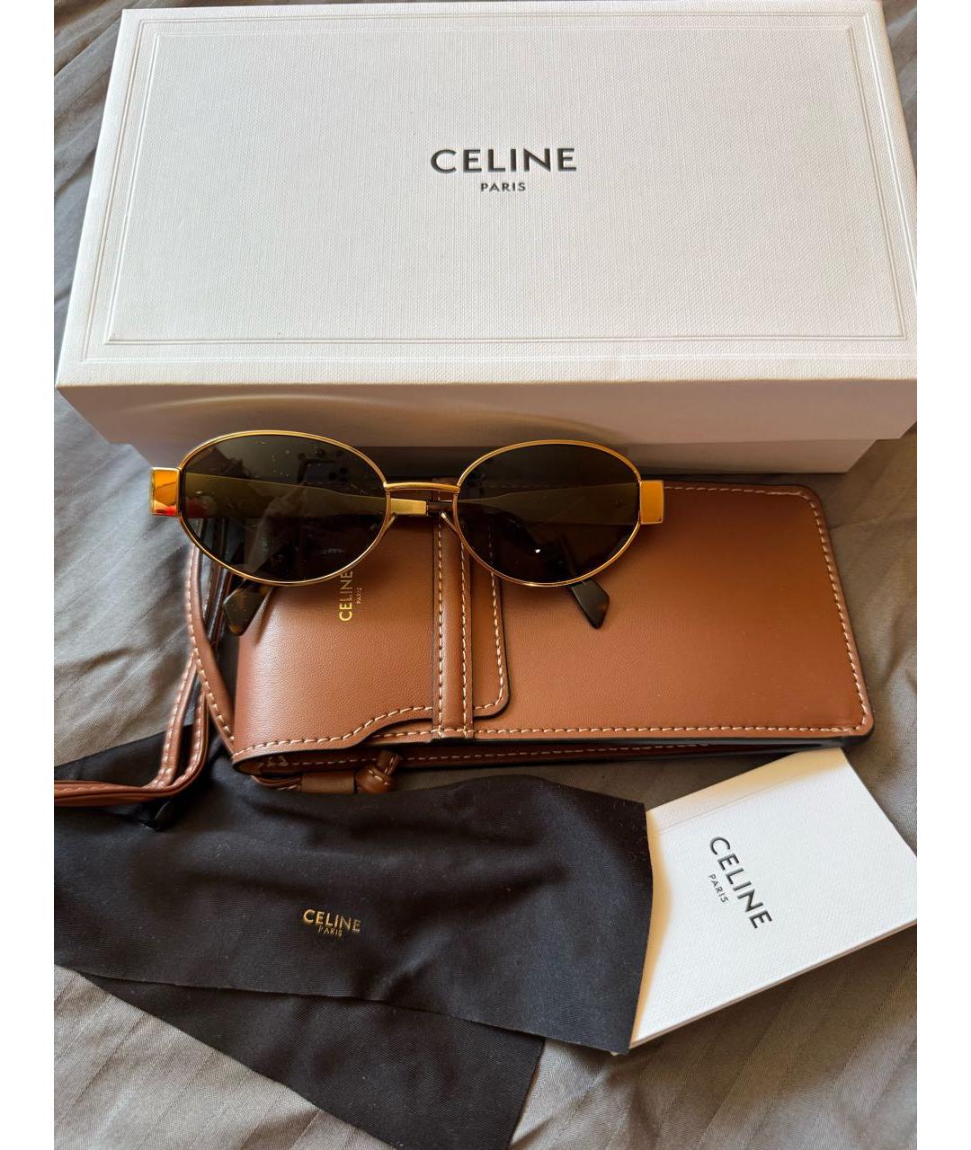 CELINE Золотые пластиковые солнцезащитные очки, фото 9