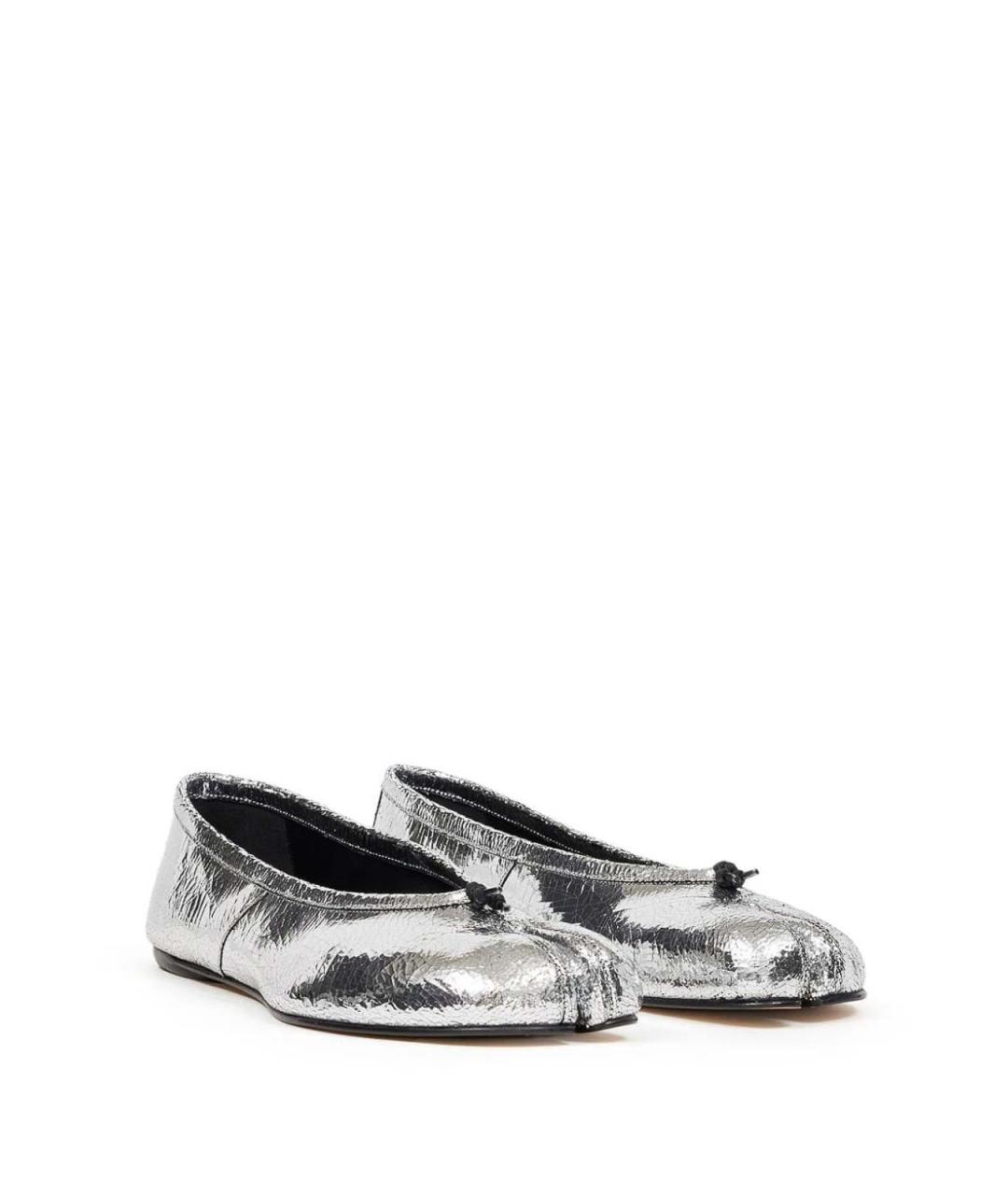 MAISON MARGIELA Серебряные кожаные балетки, фото 2