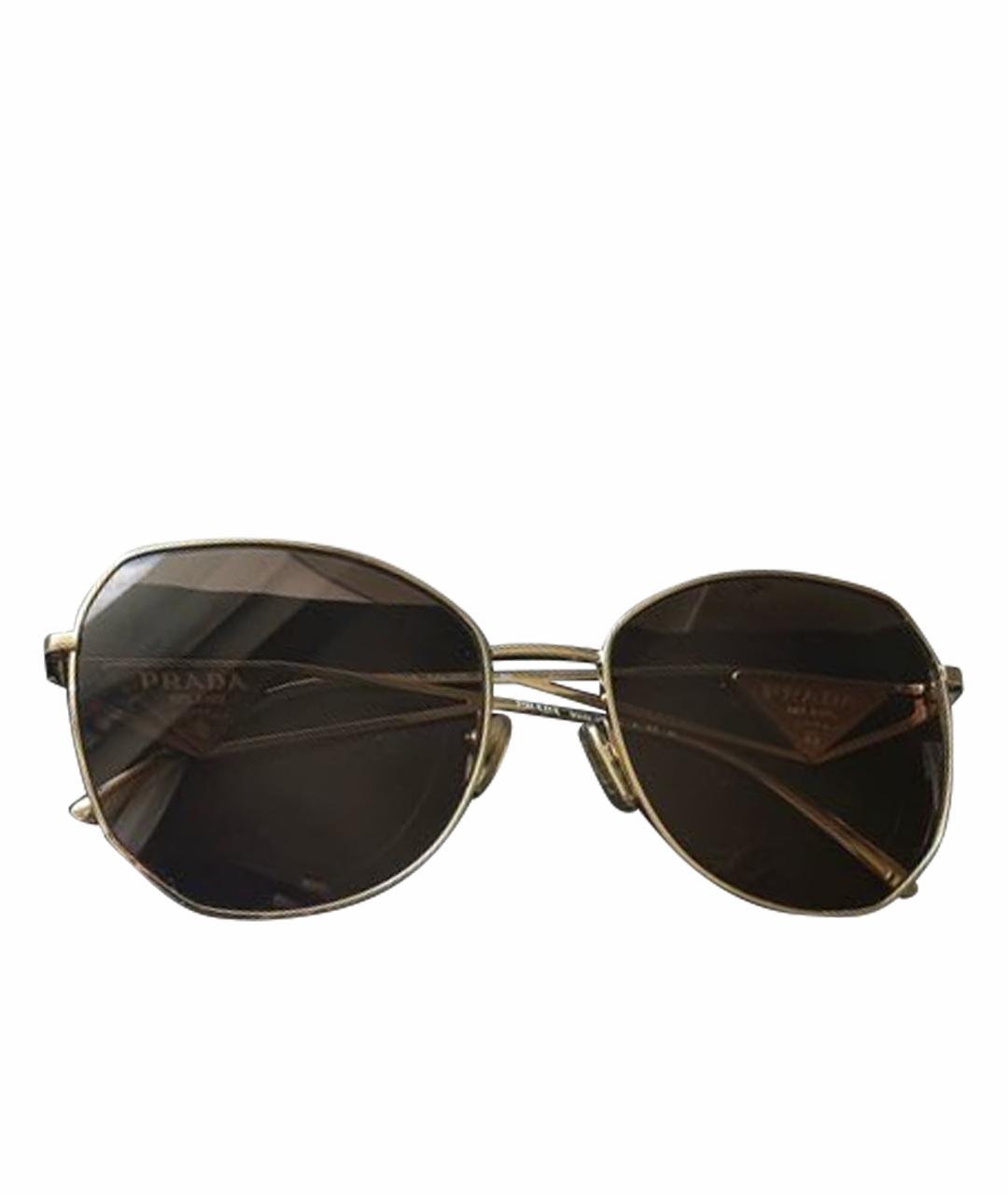 PRADA Золотые металлические солнцезащитные очки, фото 1