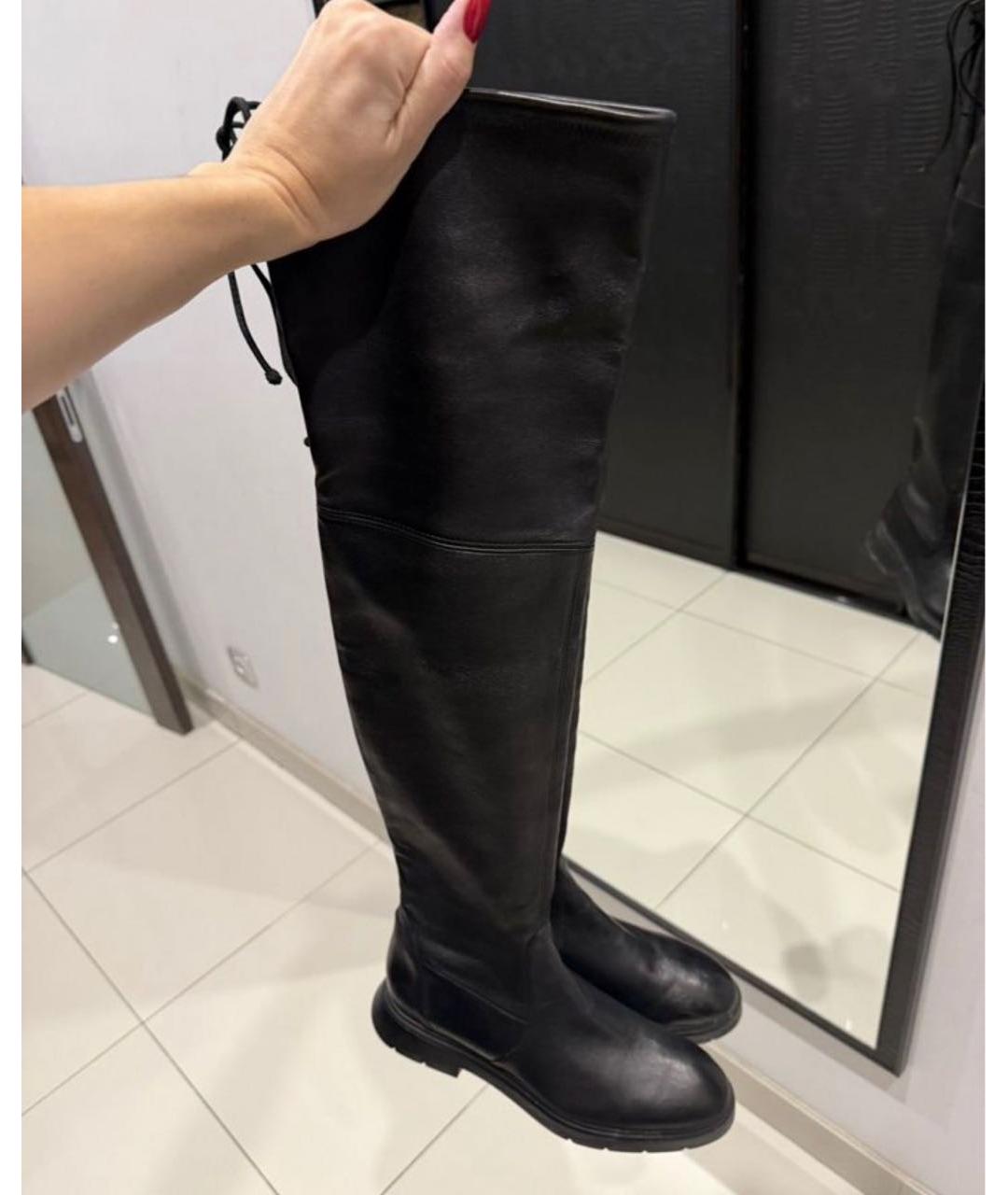 STUART WEITZMAN Черные кожаные ботфорты, фото 9