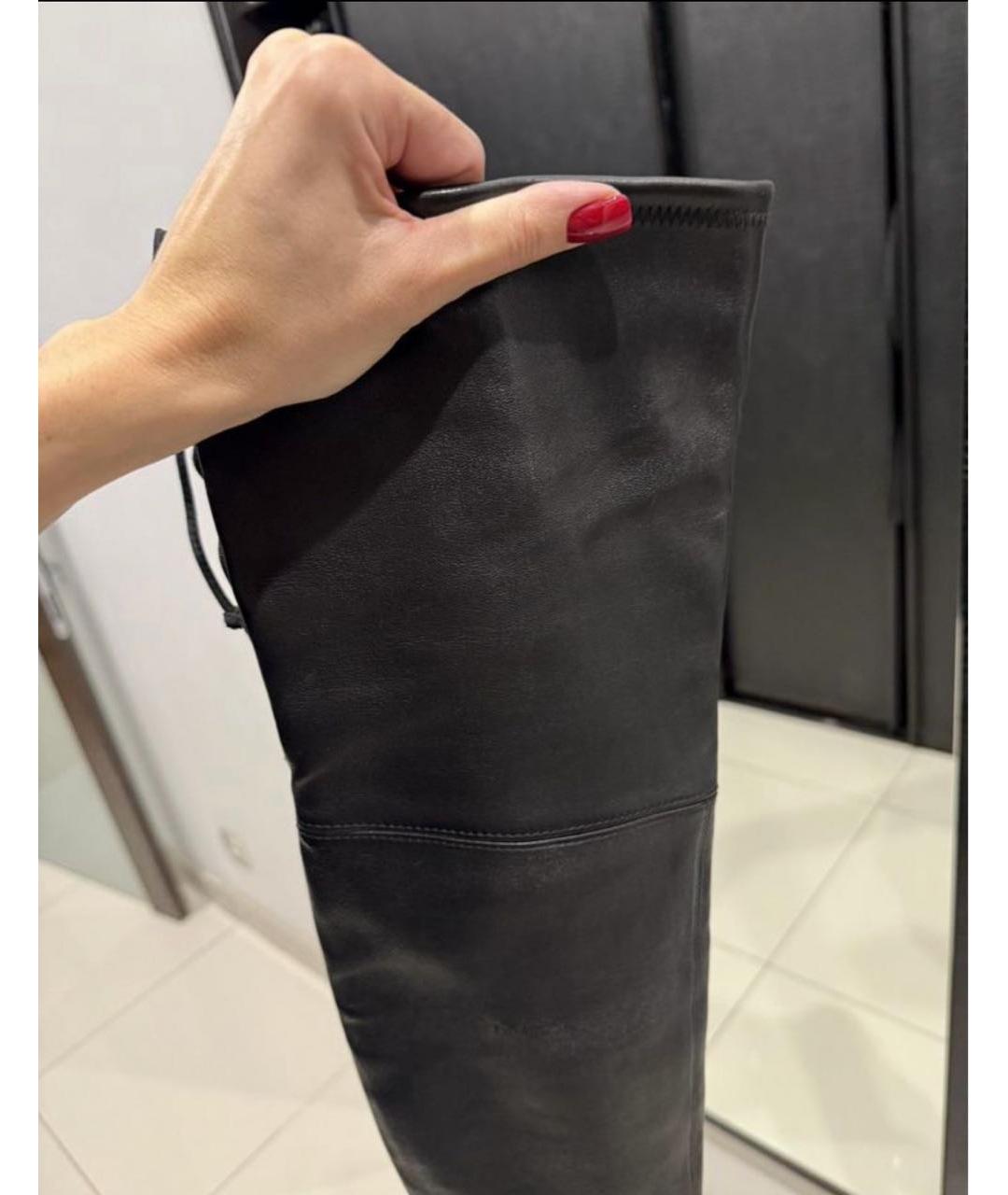 STUART WEITZMAN Черные кожаные ботфорты, фото 3