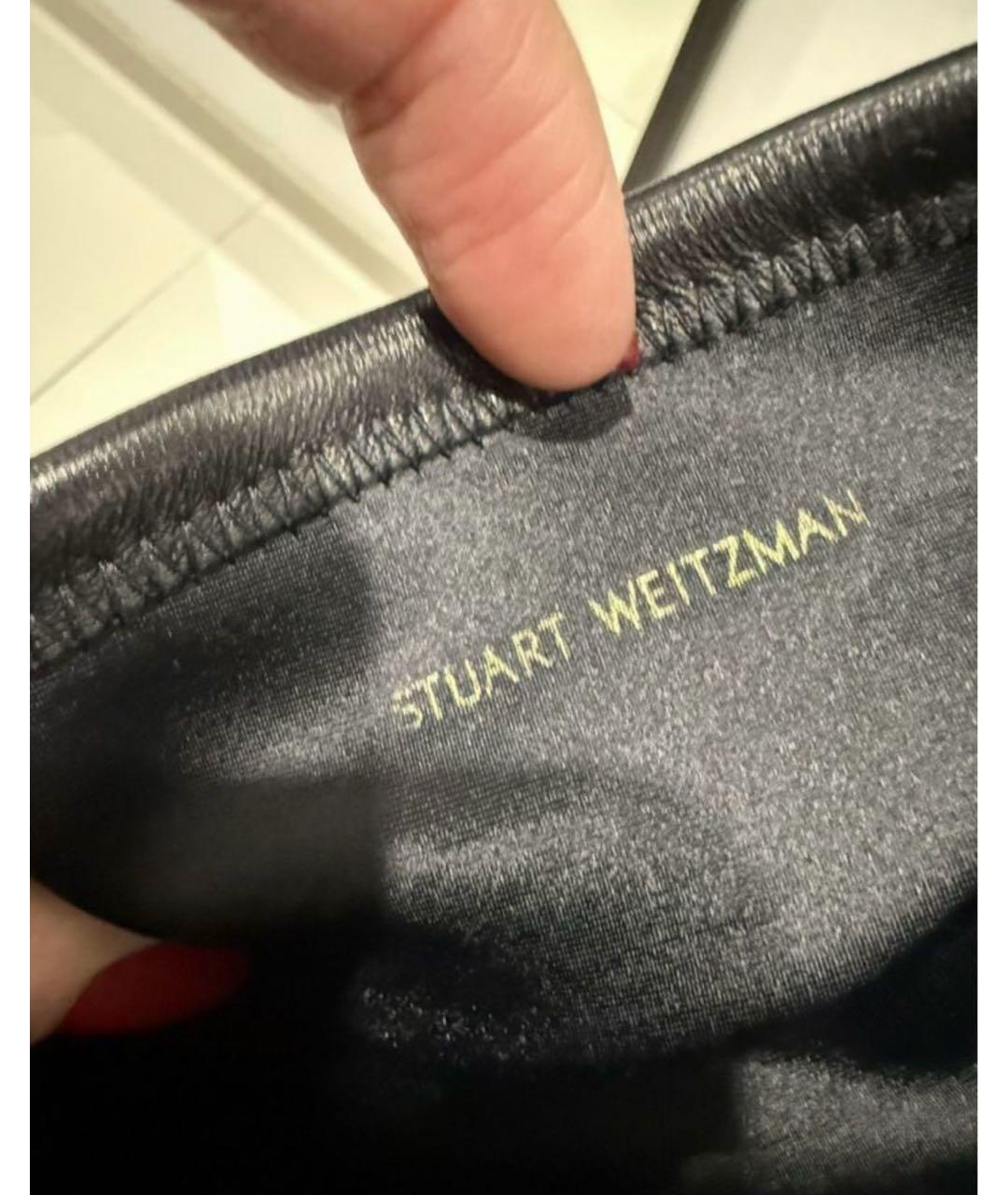 STUART WEITZMAN Черные кожаные ботфорты, фото 5