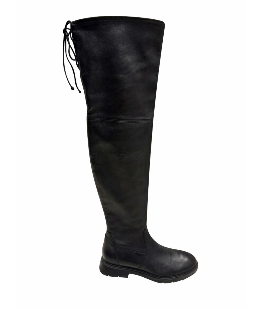 STUART WEITZMAN Черные кожаные ботфорты, фото 1