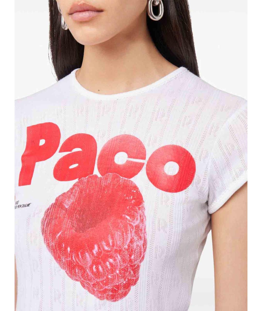 PACO RABANNE Белая хлопковая футболка, фото 6
