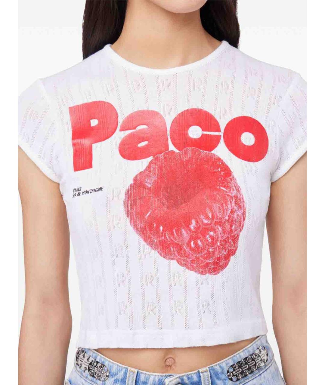 PACO RABANNE Белая хлопковая футболка, фото 3