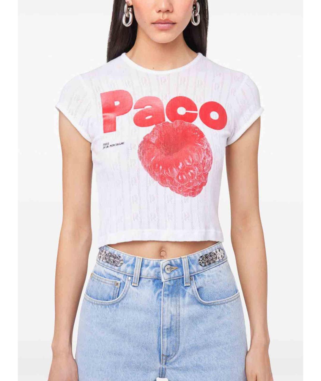 PACO RABANNE Белая хлопковая футболка, фото 4