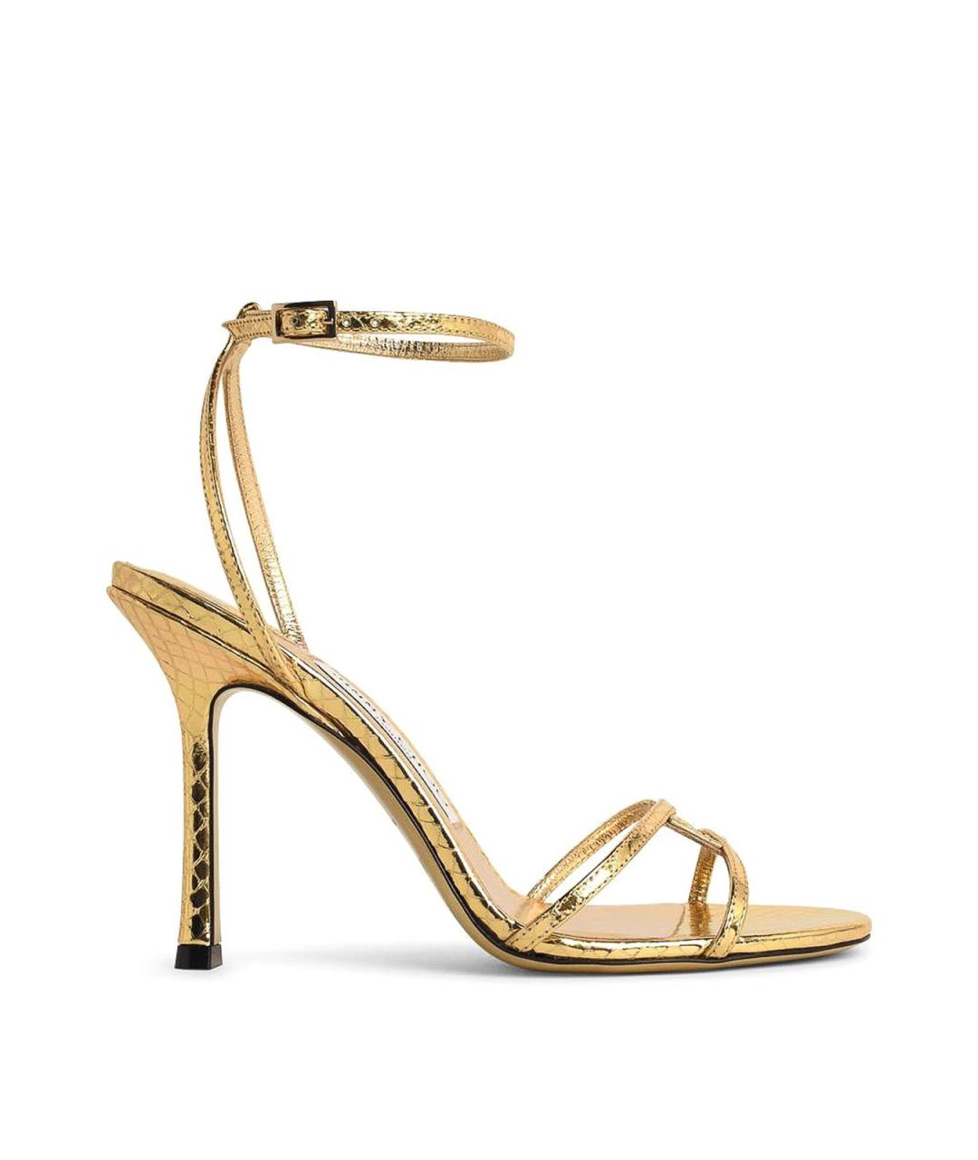 JIMMY CHOO Золотые кожаные босоножки, фото 1