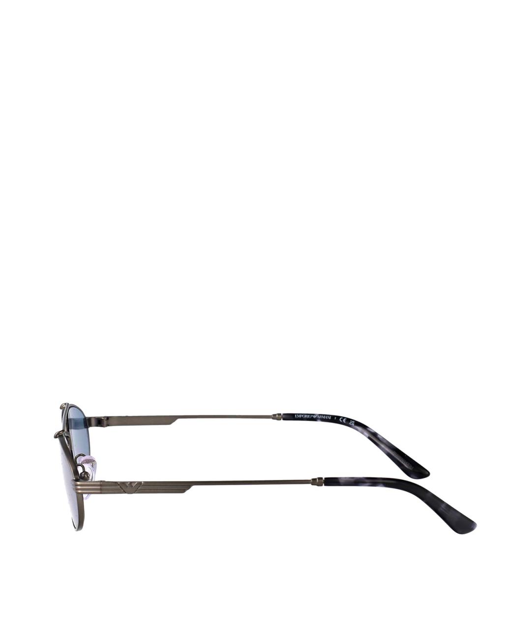 EMPORIO ARMANI Серебряные металлические солнцезащитные очки, фото 3