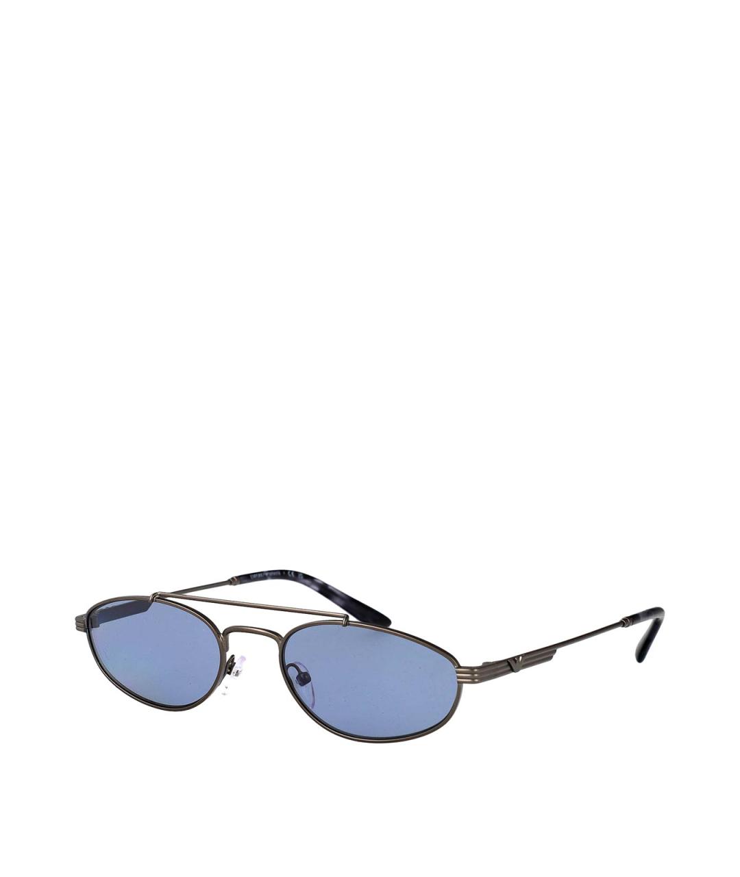 EMPORIO ARMANI Серебряные металлические солнцезащитные очки, фото 2
