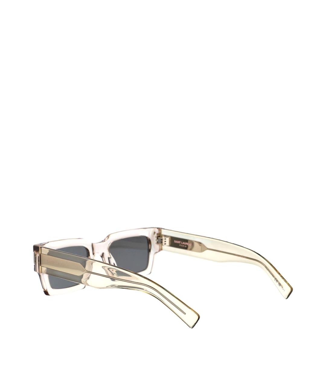SAINT LAURENT Бежевые пластиковые солнцезащитные очки, фото 4
