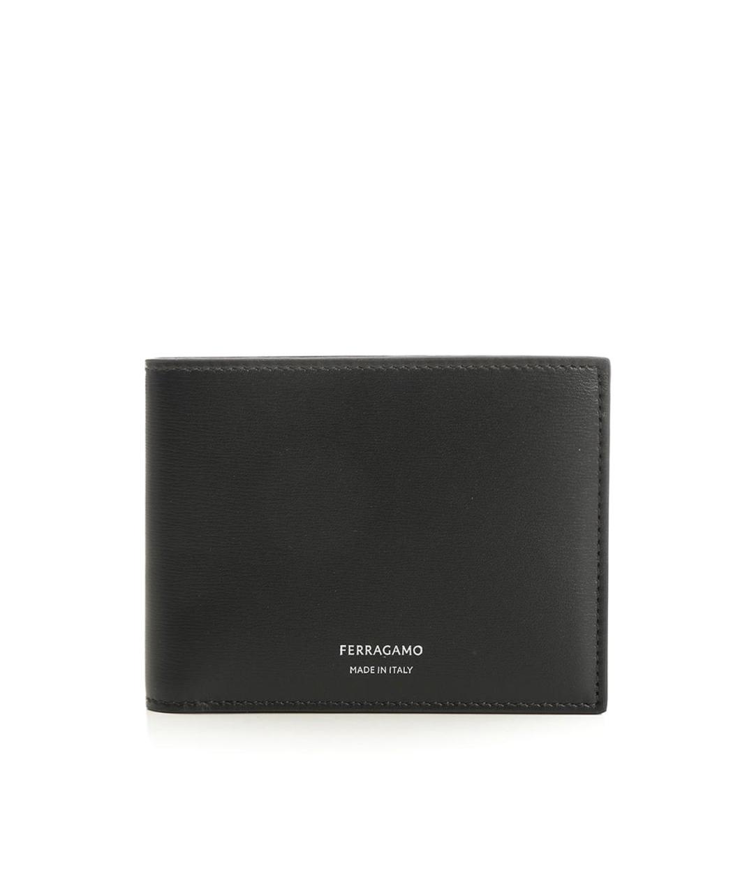 FERRAGAMO Черный кожаный кошелек, фото 1