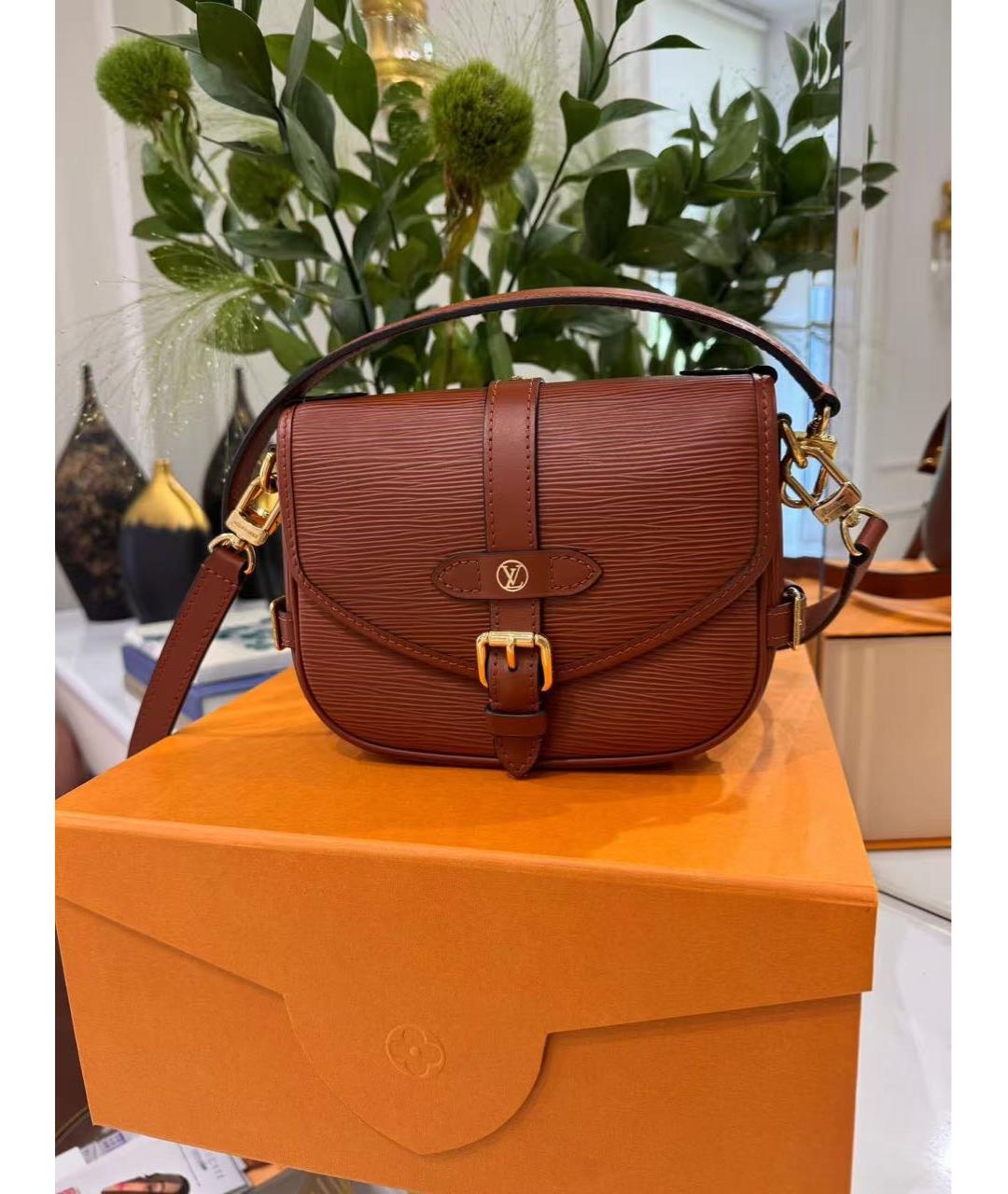 LOUIS VUITTON Коричневая кожаная сумка через плечо, фото 7