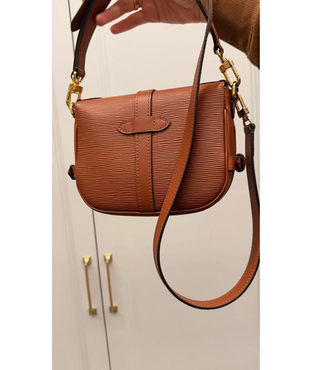 LOUIS VUITTON Коричневая кожаная сумка через плечо, фото 3