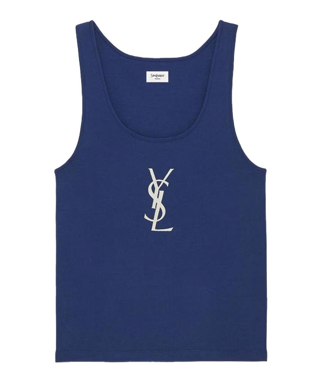 SAINT LAURENT Синяя хлопковая майка, фото 1
