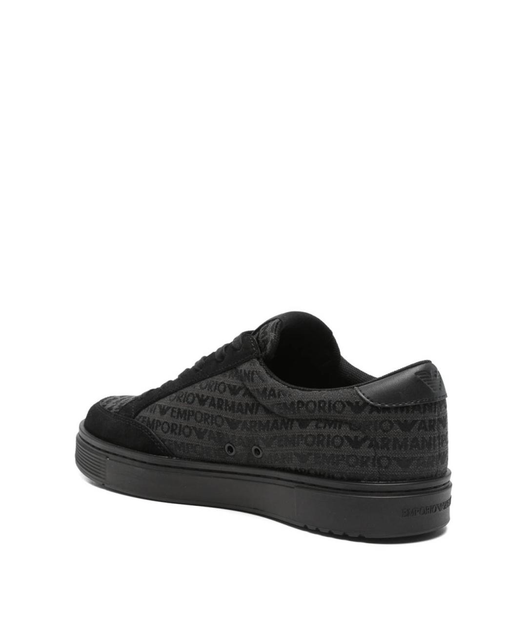 EMPORIO ARMANI Черные синтетические низкие кроссовки / кеды, фото 2