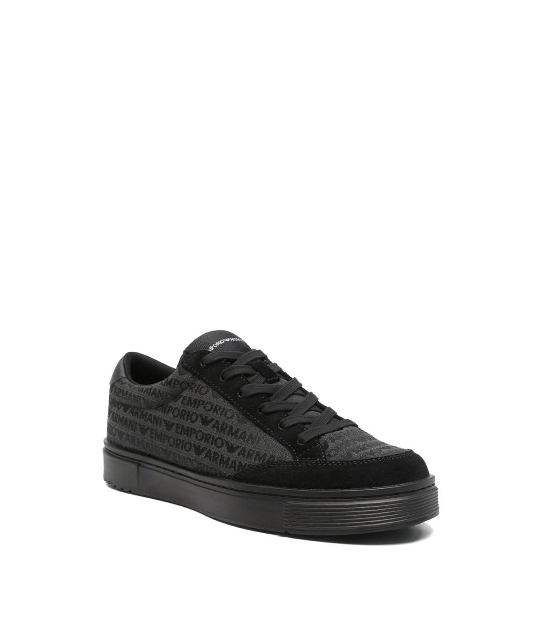 EMPORIO ARMANI Черные синтетические низкие кроссовки / кеды, фото 3