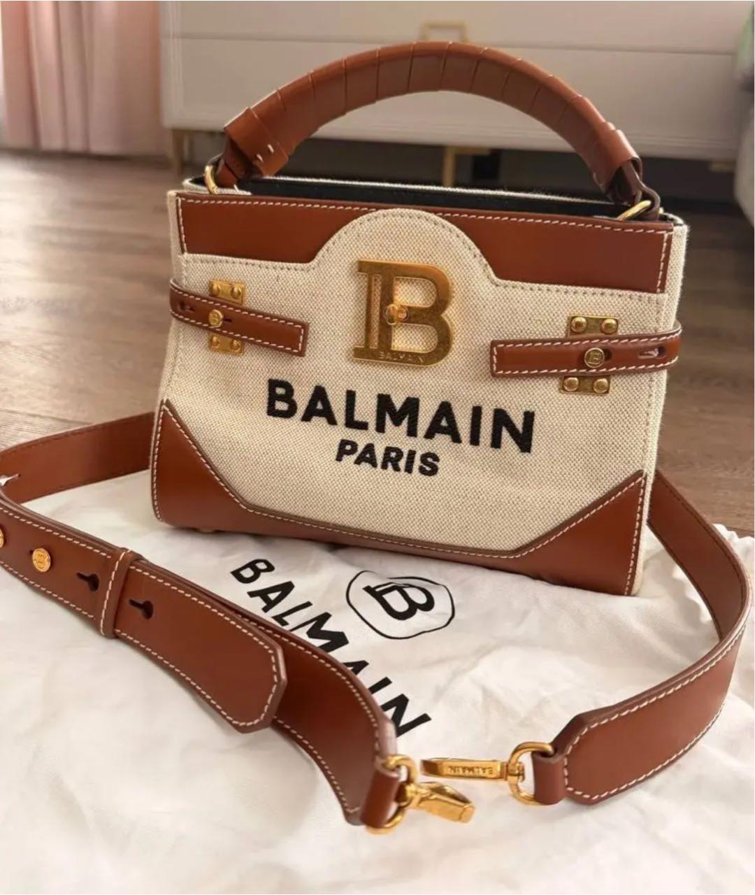 BALMAIN Коричневая жаккардовая сумка через плечо, фото 6