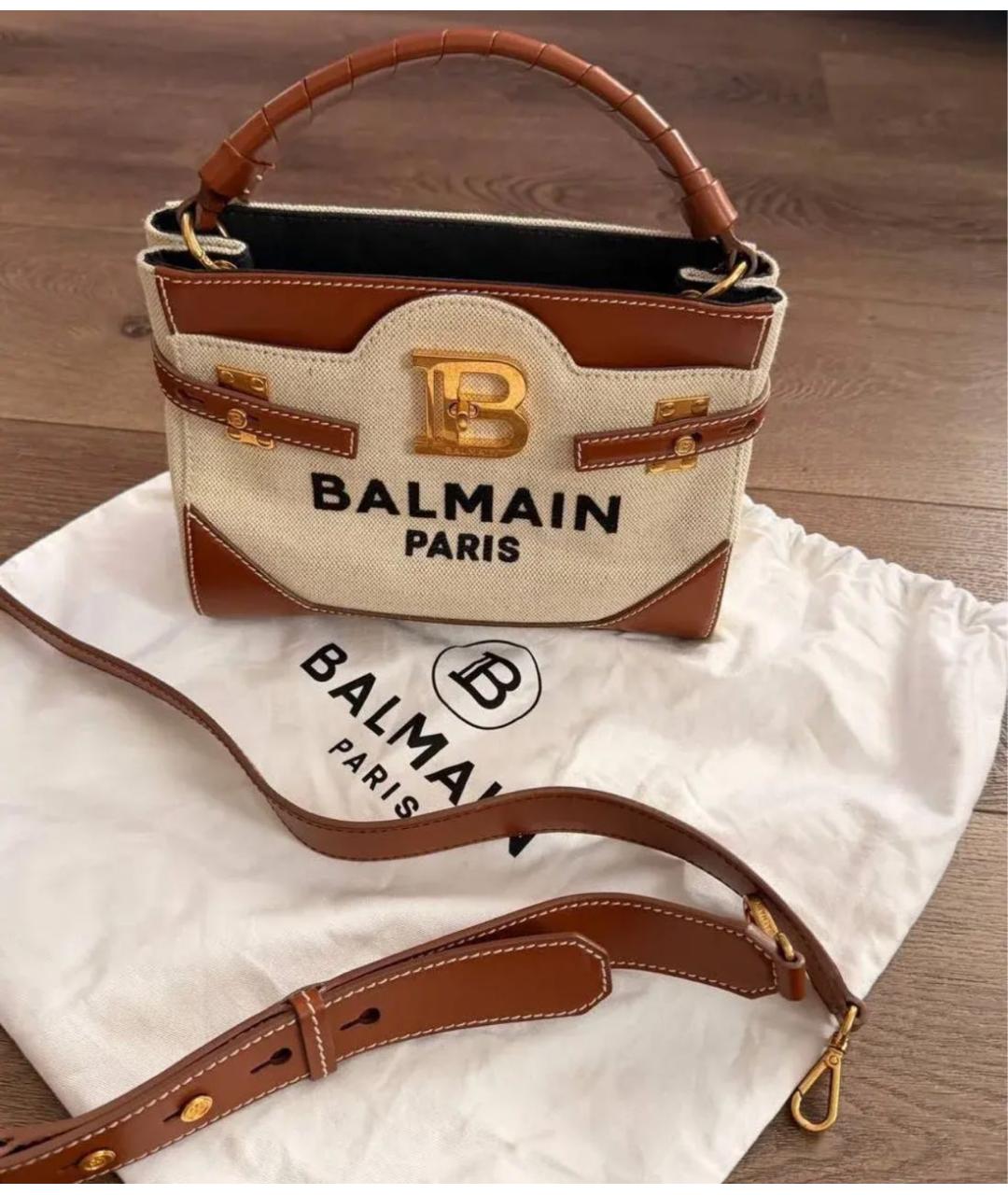 BALMAIN Коричневая жаккардовая сумка через плечо, фото 5