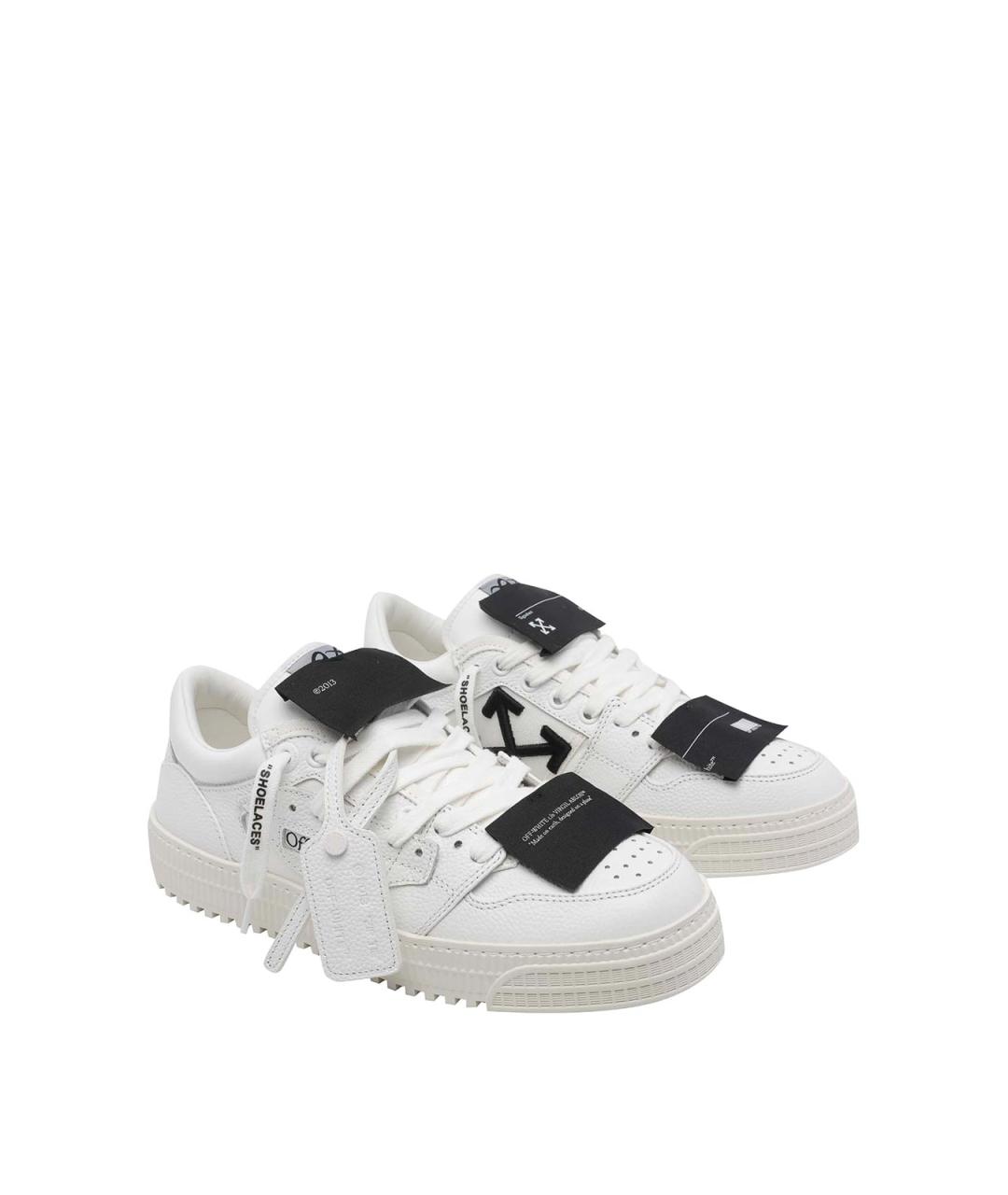 OFF-WHITE Белые кожаные низкие кроссовки / кеды, фото 2