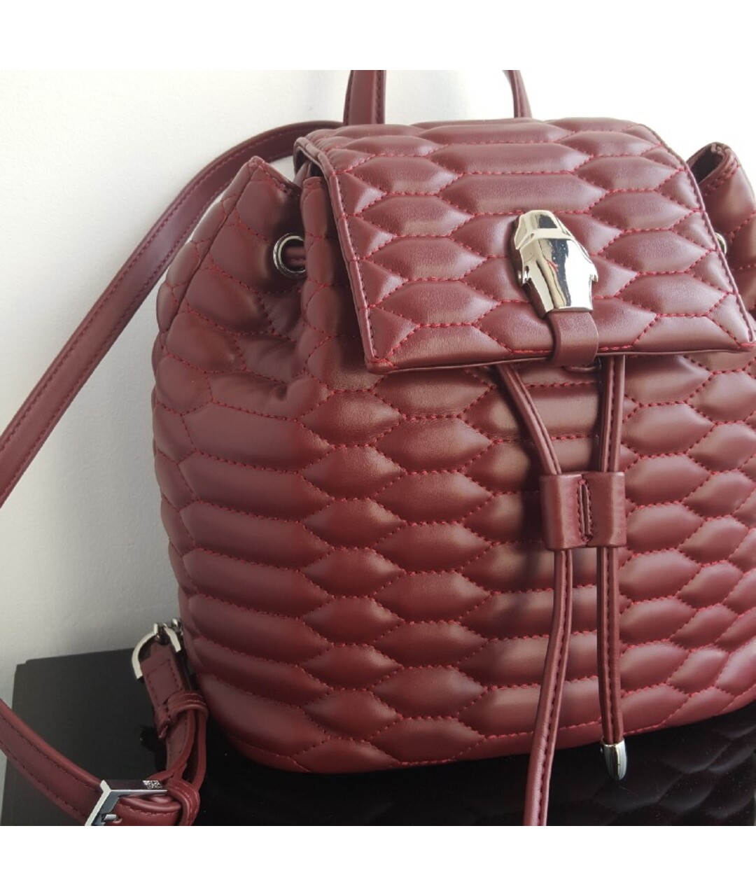 CAVALLI CLASS Бордовый рюкзак из искусственной кожи, фото 7