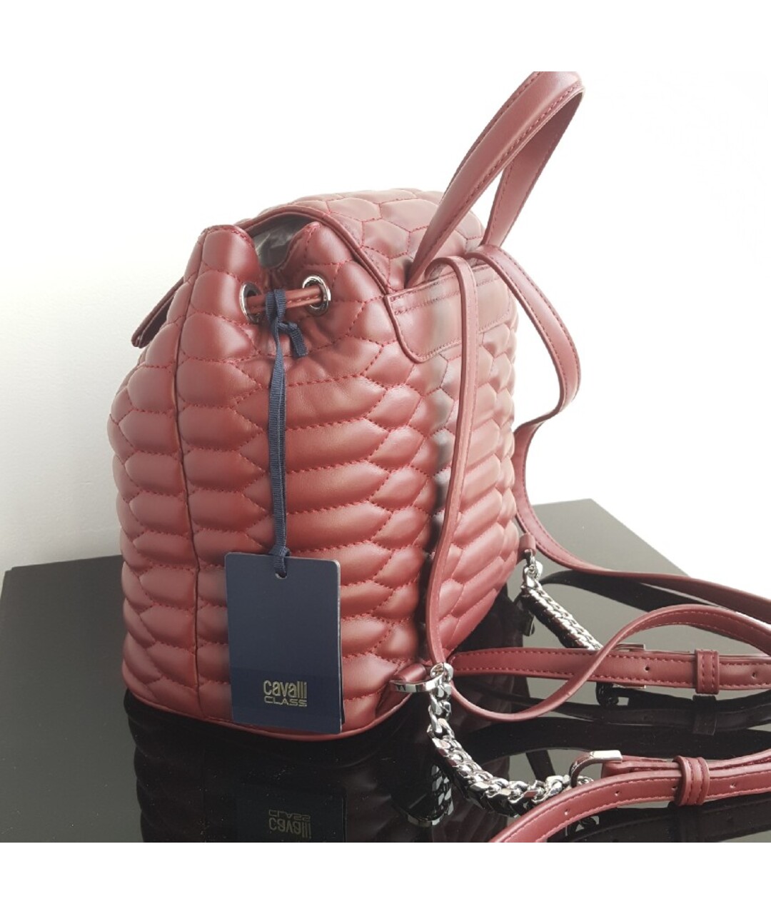 CAVALLI CLASS Бордовый рюкзак из искусственной кожи, фото 3