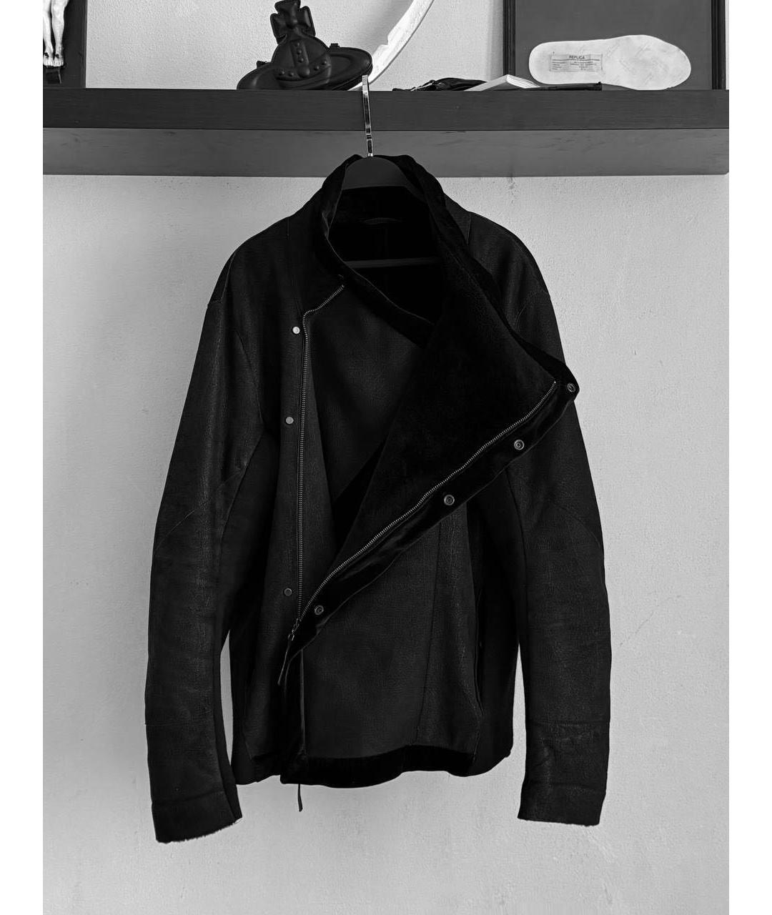EMPORIO ARMANI Черная кожаная куртка, фото 4