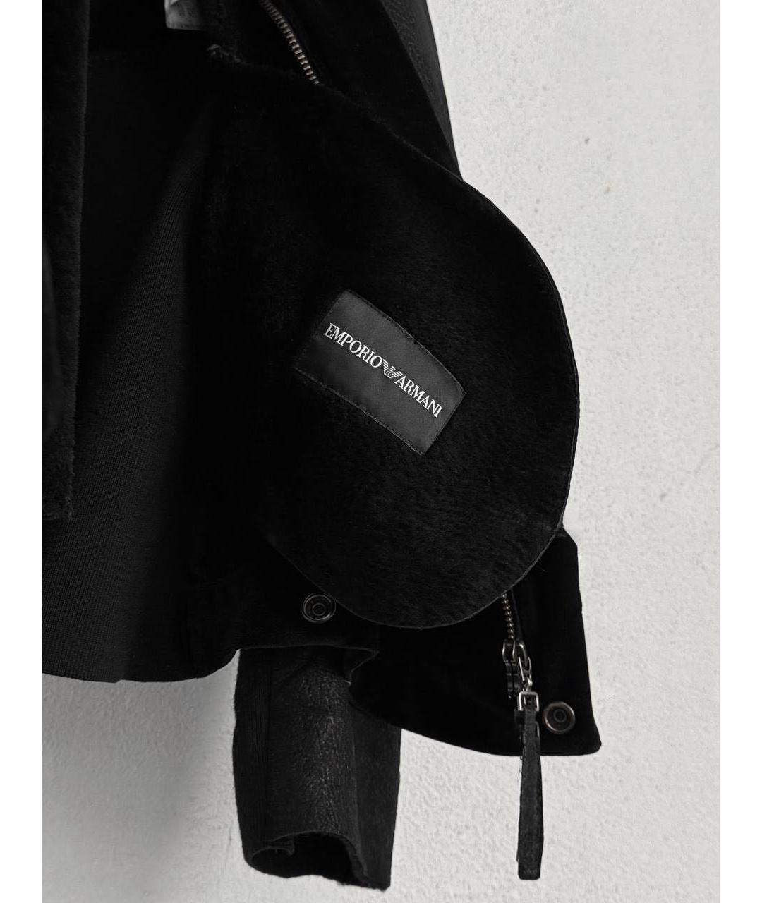 EMPORIO ARMANI Черная кожаная куртка, фото 2