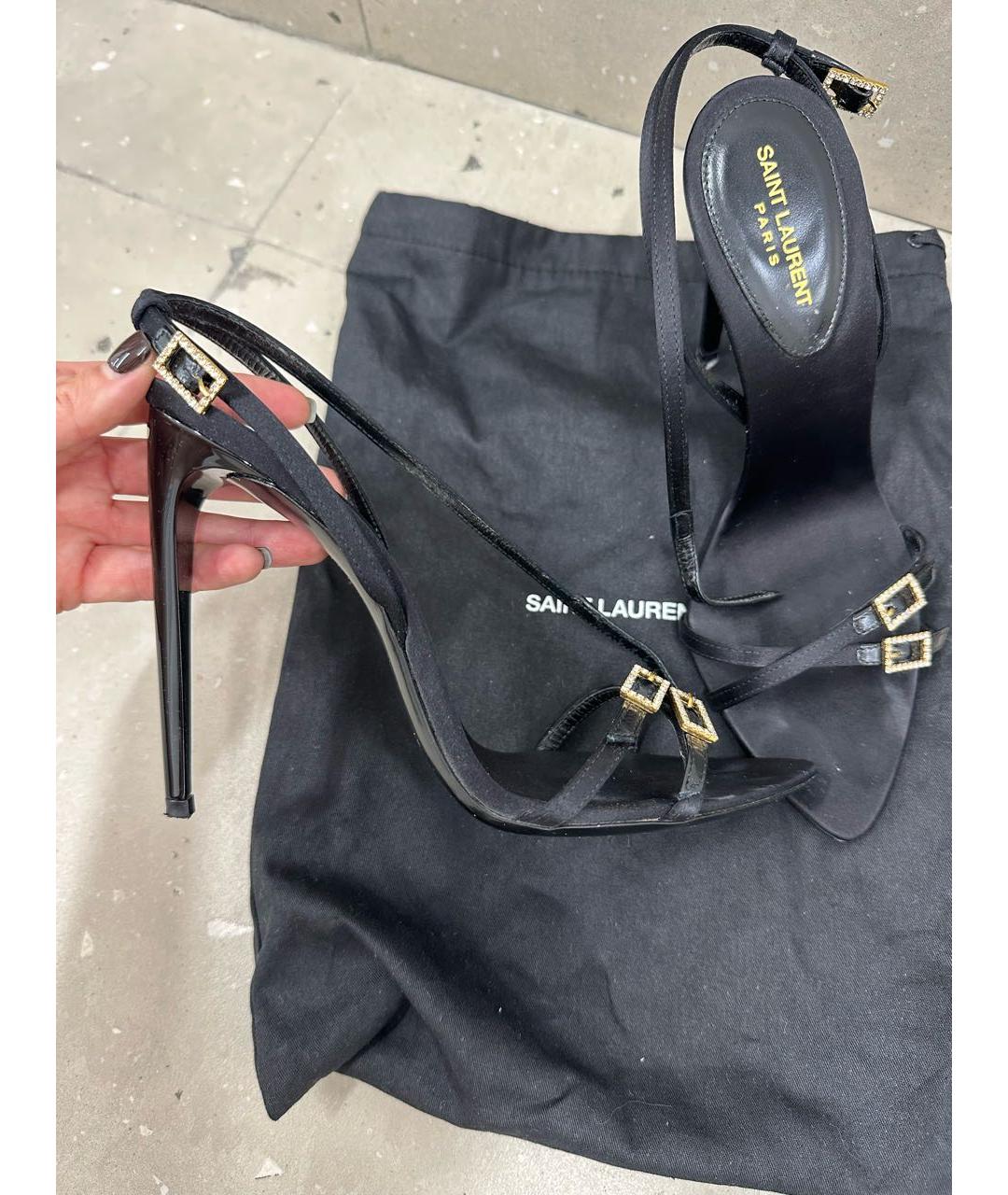 SAINT LAURENT Черные босоножки, фото 4