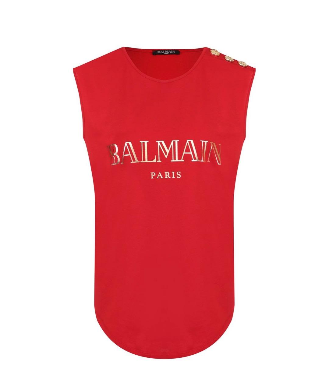 BALMAIN Красная хлопковая майка, фото 5