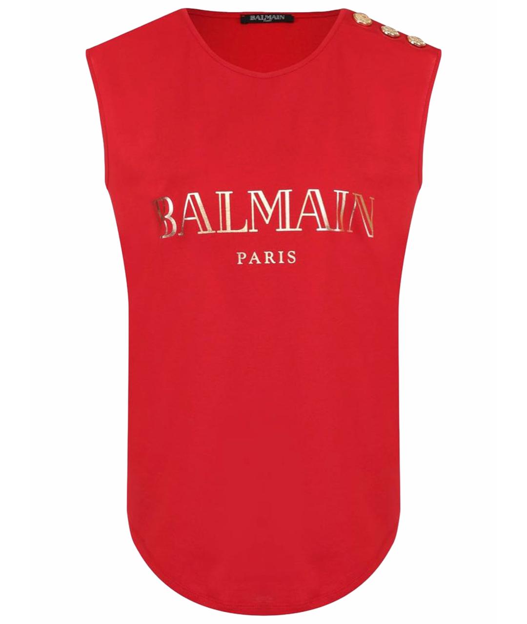 BALMAIN Красная хлопковая майка, фото 1