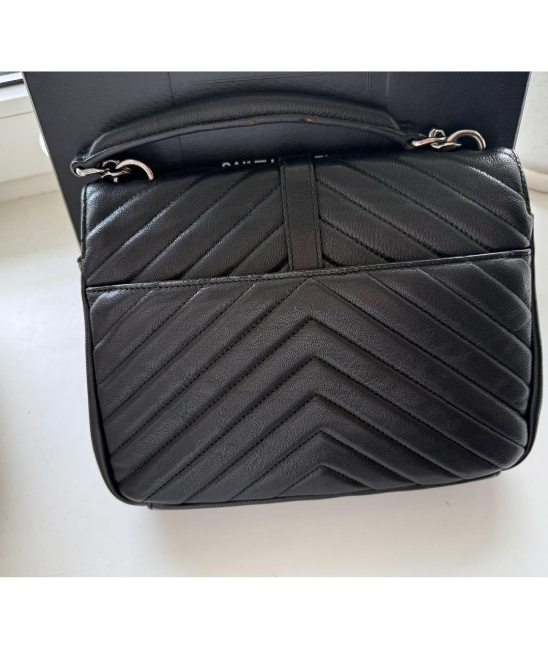 SAINT LAURENT Черная кожаная сумка с короткими ручками, фото 4