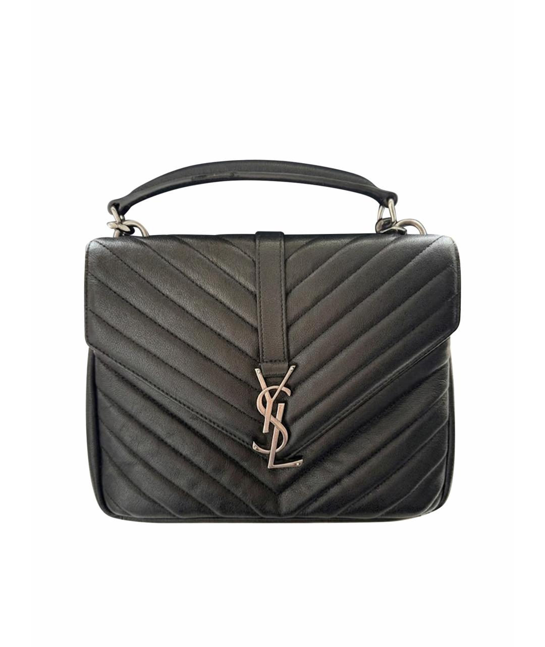 SAINT LAURENT Черная кожаная сумка с короткими ручками, фото 1