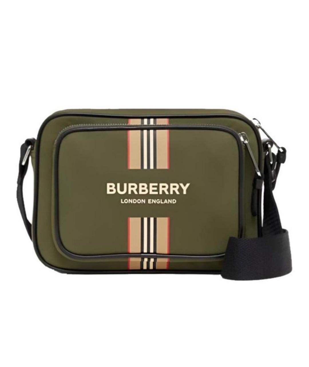 BURBERRY Хаки тканевая сумка на плечо, фото 1