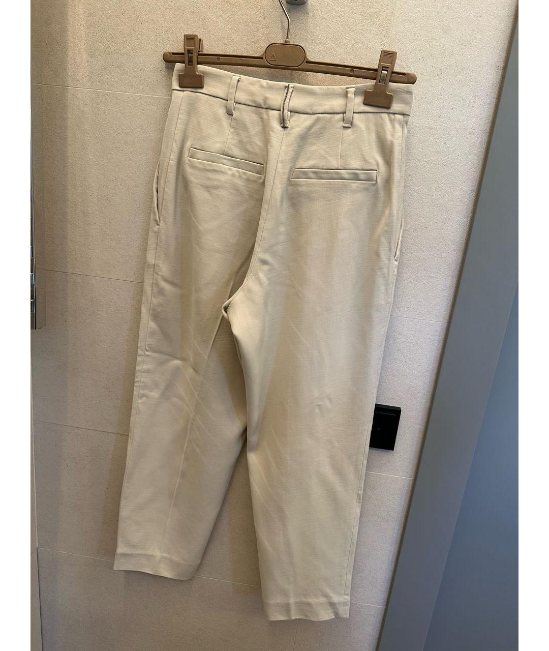 BRUNELLO CUCINELLI Бежевые шерстяные брюки широкие, фото 2