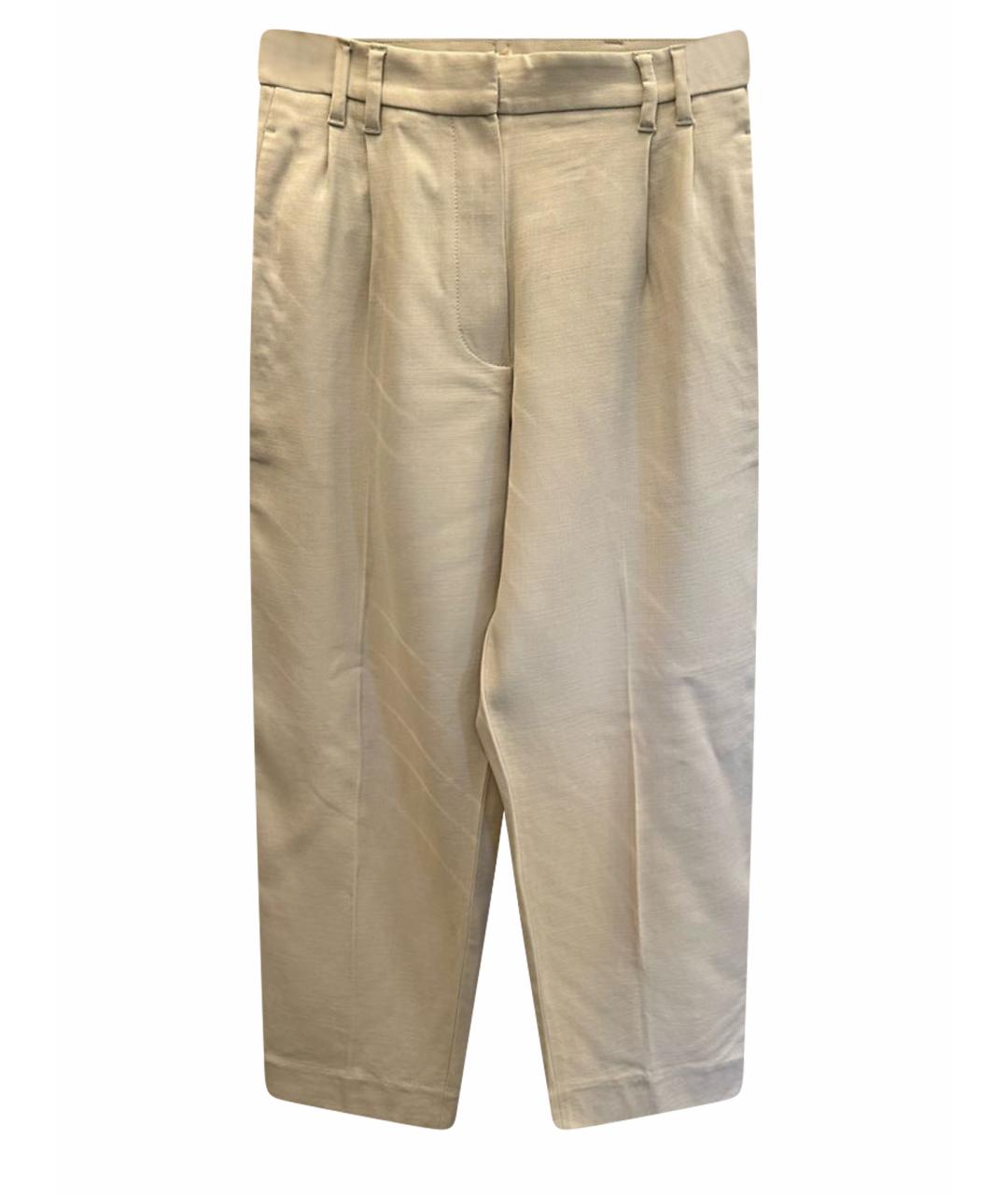 BRUNELLO CUCINELLI Бежевые шерстяные брюки широкие, фото 1