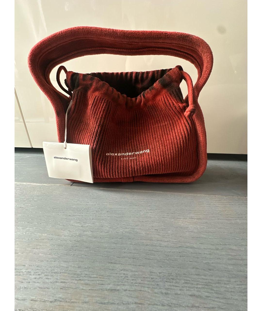 ALEXANDER WANG Бордовая хлопковая сумка с короткими ручками, фото 5