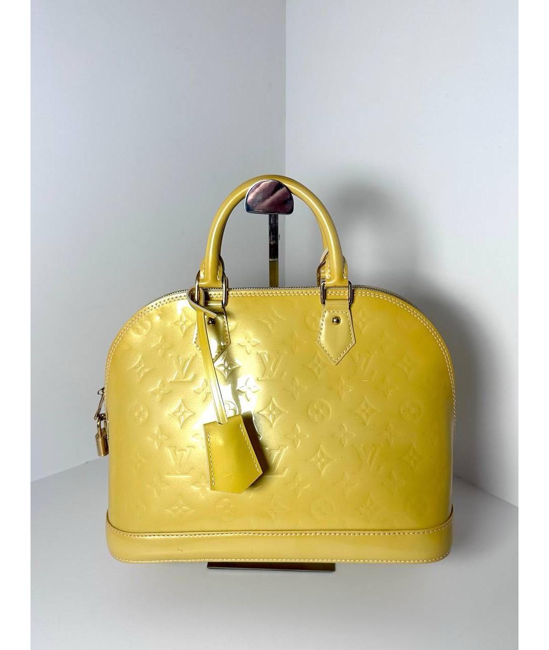 LOUIS VUITTON Желтая сумка с короткими ручками из лакированной кожи, фото 8