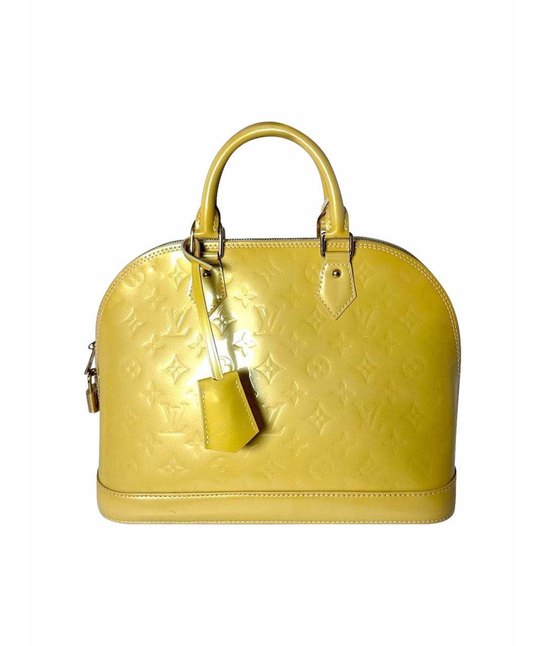 LOUIS VUITTON Желтая сумка с короткими ручками из лакированной кожи, фото 1